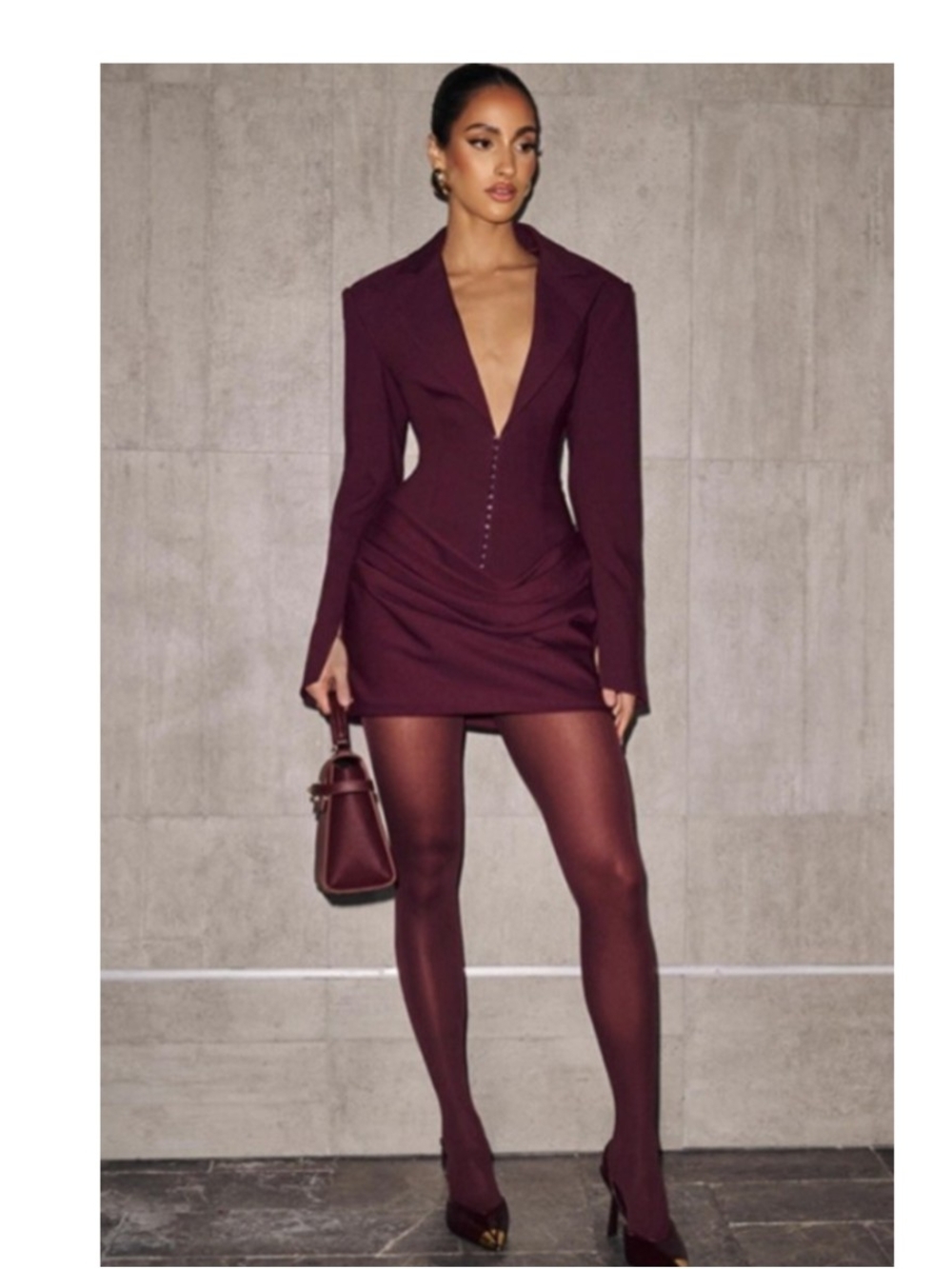 Women's Tailored Burgundy Blazer Mini Dress